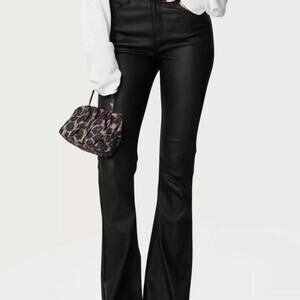 Edikted black faux leather flare